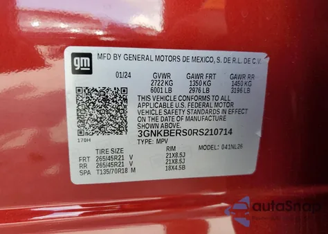 2024 Chevrolet Blazer Rs z USA, uszkodzony, nr VIN 3GNKBERS0RS210714